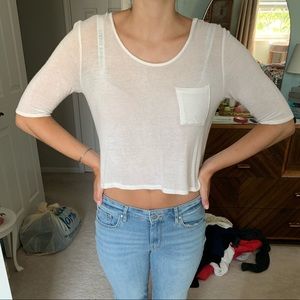 Pretty long sleeve cream top with lace!